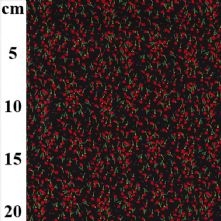 100% Cotton Black Small Red Tulip Print Fabric x 0.5m